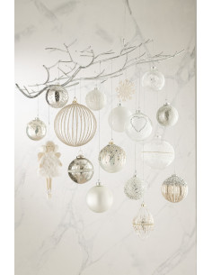 Boule de Noël Coeur en Verre Transparent Strass Argenté (Lot de 4) - 2