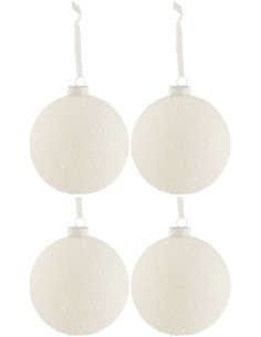 Boule de Noël XL en Verre Blanc Effet neige (Lot de 4) - 1