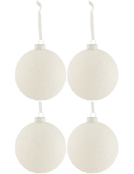 Boule de Noël XL en Verre Blanc Effet neige (Lot de 4) - 1