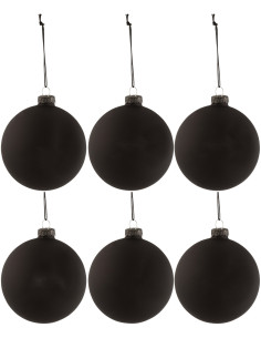Boule de Noël personnalisable en Verre Noir (Lot de 6) - 1