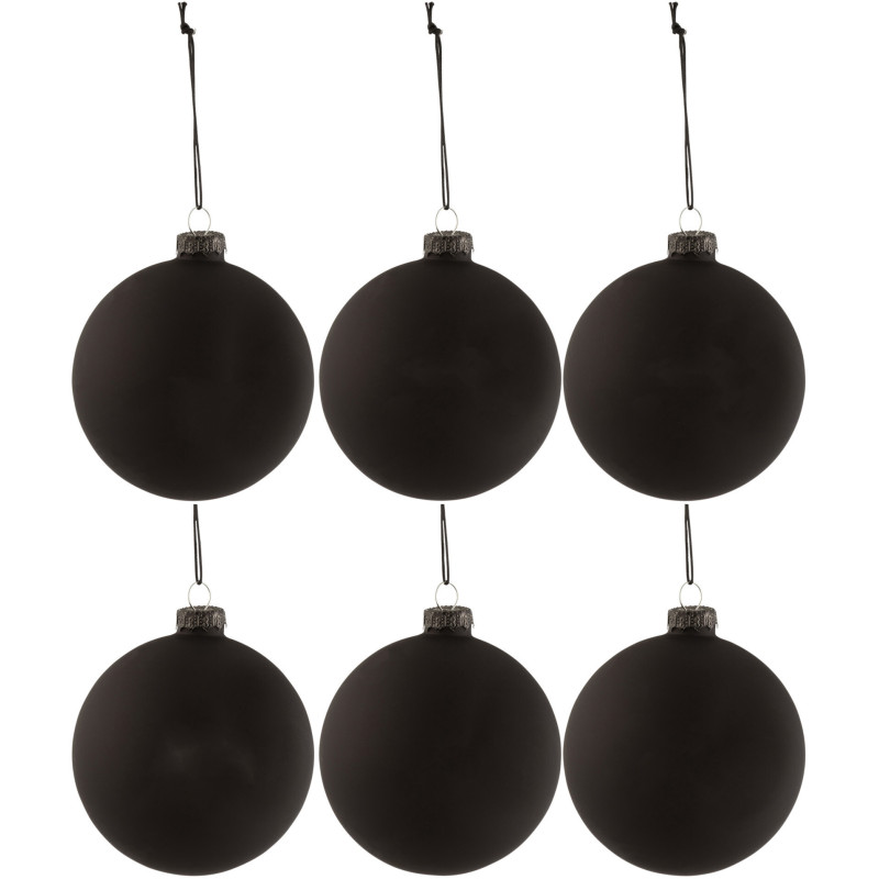 Boule de Noël personnalisable en Verre Noir (Lot de 6) - 1