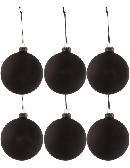 Boule de Noël personnalisable en Verre Noir (Lot de 6) - 1