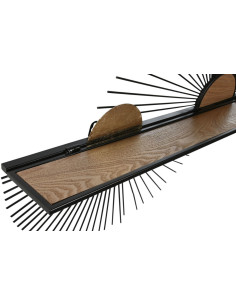 Grande Étagère murale originale Soleil en Métal Noir Bois Naturel Velynn - 1 2