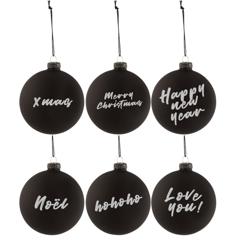 Boule de Noël personnalisable en Verre Noir (Lot de 6) - 3