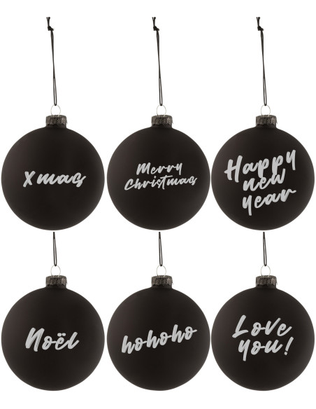 Boule de Noël personnalisable en Verre Noir (Lot de 6) - 3
