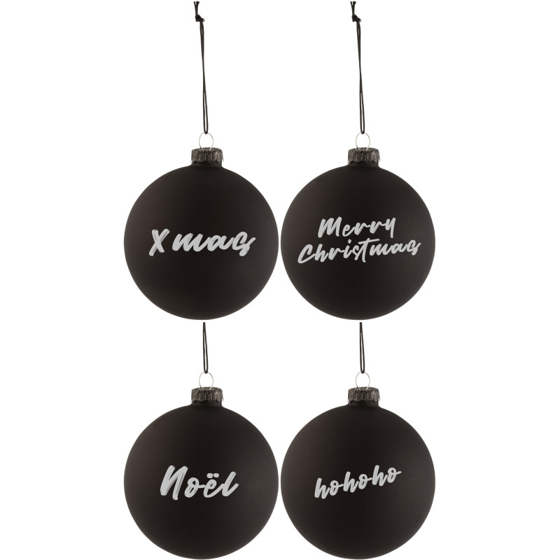 Boule de Noël personnalisable en Verre Noir (Lot de 4) - 3