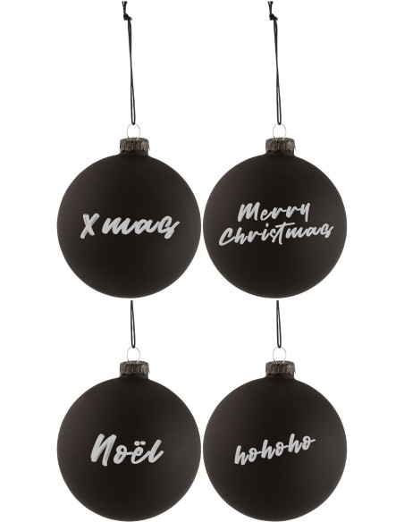 Boule de Noël personnalisable en Verre Noir (Lot de 4) - 3