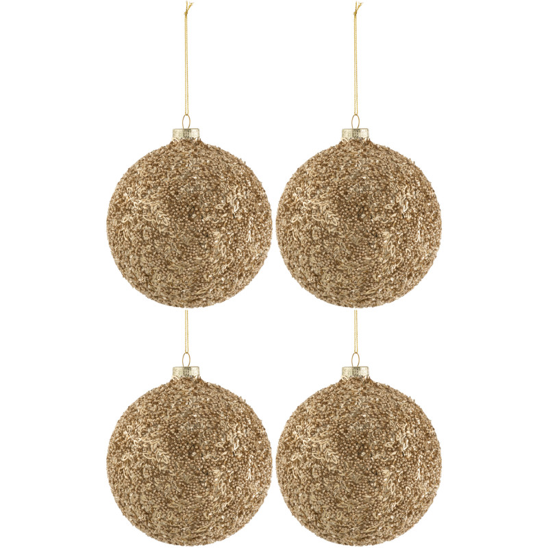 Boule de Noël XL en Verre Doré Avec paillettes (Lot de 4) - 1