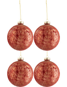 Boule de Noël XL en Verre Bordeaux Doré Effet velours - 1