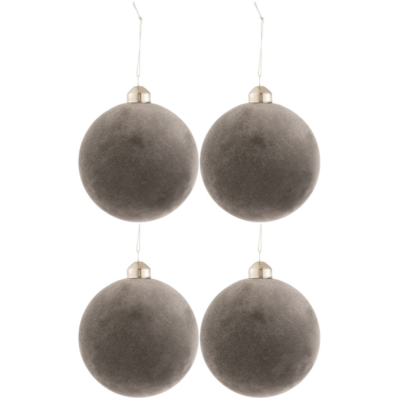Boule de Noël en Verre Gris Effet velours (Lot de 4) - 1