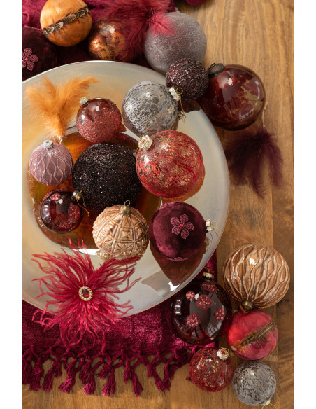 Boule de Noël en Verre Gris Doré Effet vieilli (Lot de 4) - 2