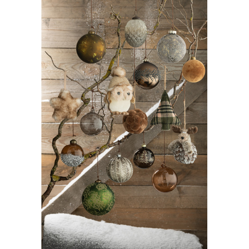 Boule de Noël en Verre Gris Doré Effet vieilli (Lot de 4) - 3
