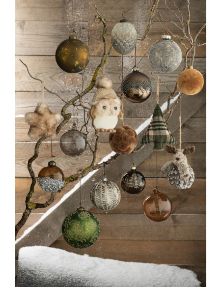 Boule de Noël en Verre Gris Doré Effet vieilli (Lot de 4) - 3