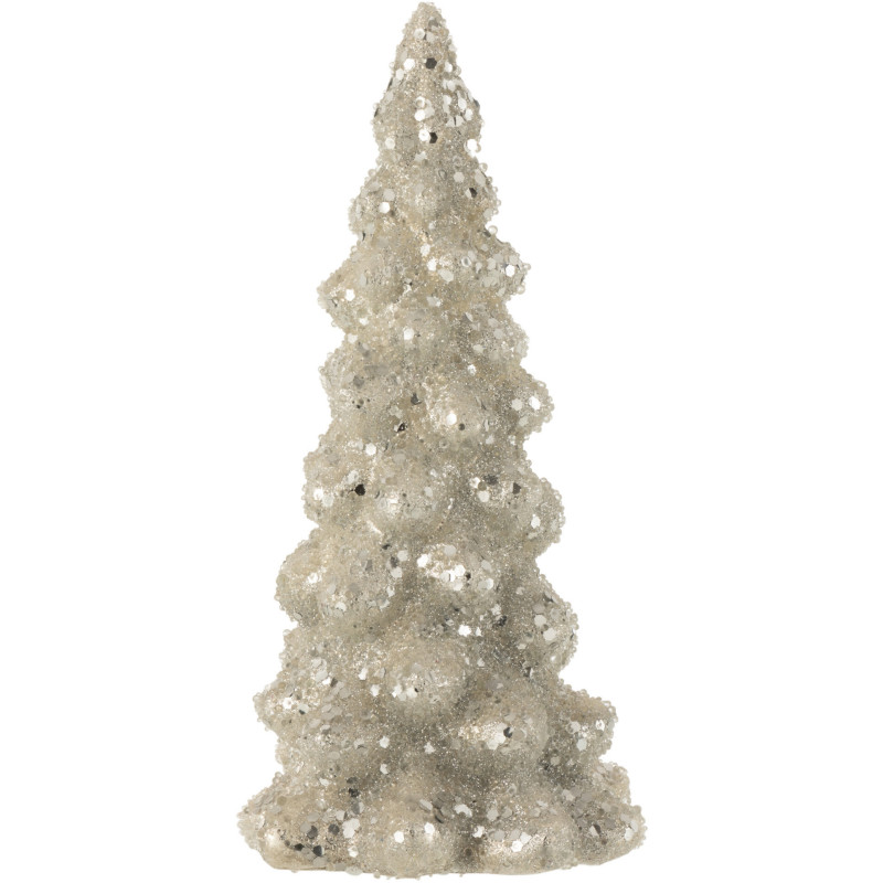 Décoration de Noël Sapin 20 cm en Verre Argenté Effet givré - 1