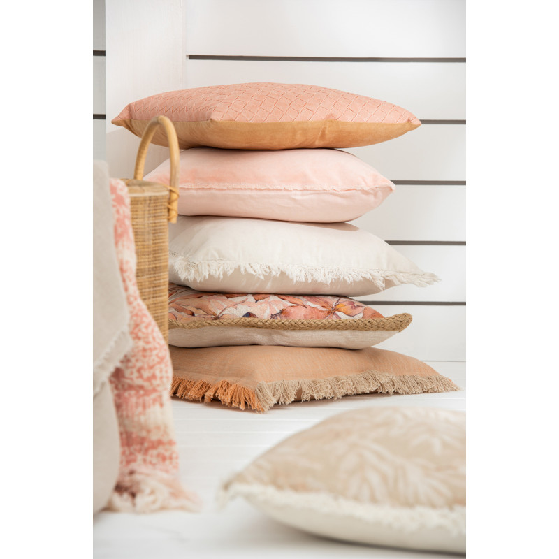 Coussin Carré Garden 50x50 en Coton Beige Motif feuilles - 4