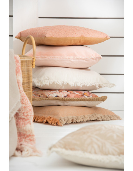 Coussin Carré Garden 50x50 en Coton Beige Motif feuilles - 4