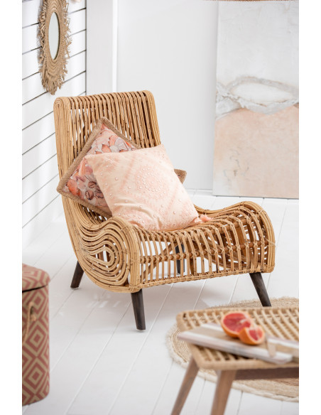 Coussin Carré Garden 50x50 en Coton Beige Motif feuilles - 5