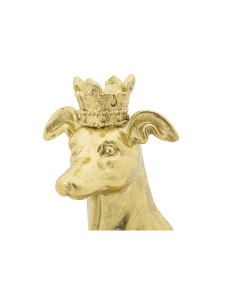 Statuette déco moderne Chien avec couronne Hauteur 33 cm en Résine Doré Velir 