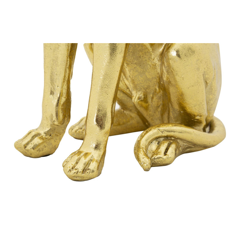 Statuette déco moderne Chien avec couronne Hauteur 33 cm en Résine Doré Velir 