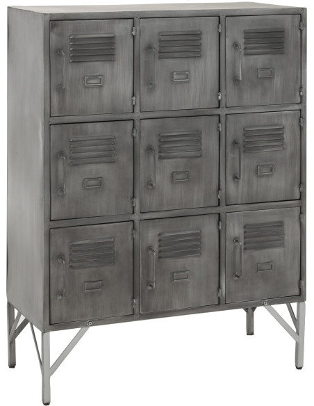 Armoire Vestiaire 9 portes Locker en Métal Argenté - 1