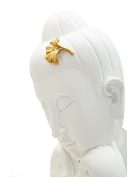 Statuette déco moderne Tête de bouddha Hauteur 36 cm en Résine Blanc Doré Feril 