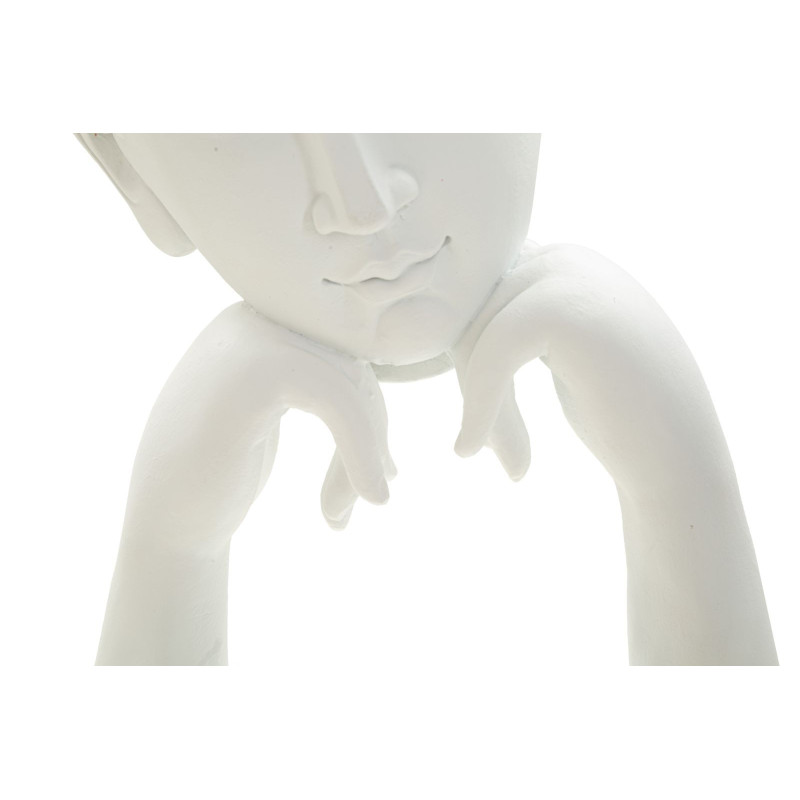 Statuette déco moderne Tête de bouddha Hauteur 36 cm en Résine Blanc Doré Feril 