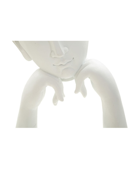 Statuette déco moderne Tête de bouddha Hauteur 36 cm en Résine Blanc Doré Feril 