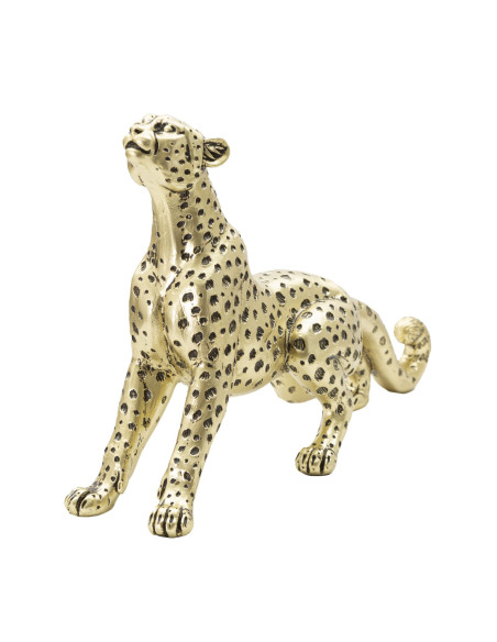 Statuette déco moderne Léopard 33 cm en Résine Doré Noir Loryano 