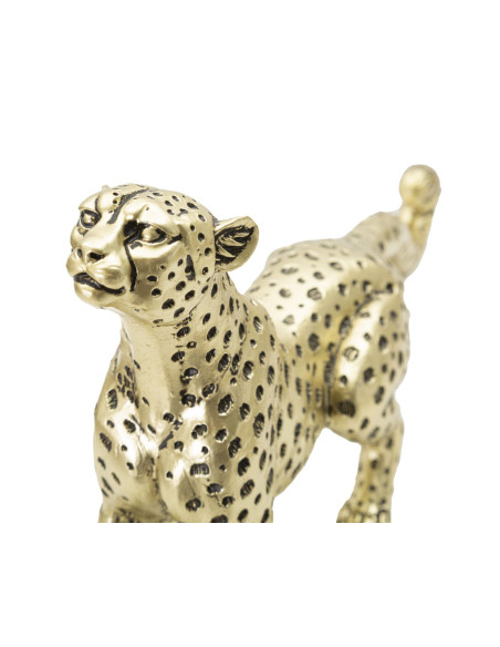 Statuette déco moderne Léopard 33 cm en Résine Doré Noir Loryano 