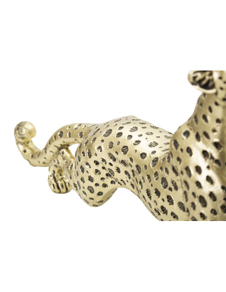 Statuette déco moderne Léopard 33 cm en Résine Doré Noir Loryano 