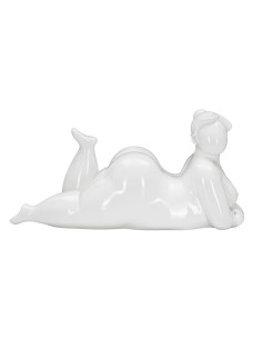 Statuette déco Femme allongée 32 cm en Résine Blanc Lyril 
