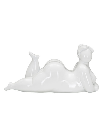 Statuette déco Femme allongée 32 cm en Résine Blanc Lyril 
