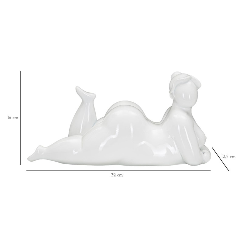 Statuette déco Femme allongée 32 cm en Résine Blanc Lyril 