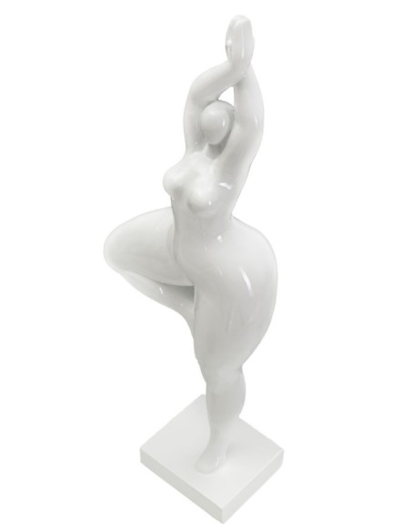 Statuette déco Femme yoga Hauteur 45 cm en Résine Blanc Jorin 