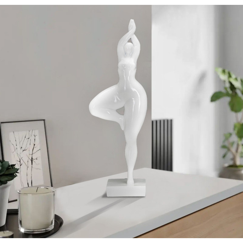 Statuette déco Femme yoga Hauteur 45 cm en Résine Blanc Jorin 