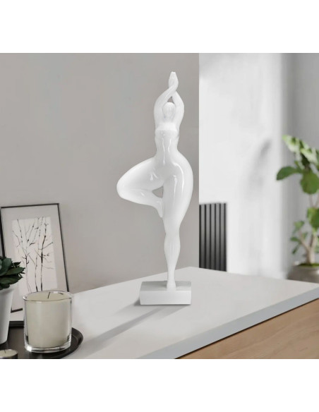Statuette déco Femme yoga Hauteur 45 cm en Résine Blanc Jorin 
