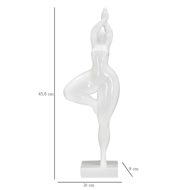 Statuette déco Femme yoga Hauteur 45 cm en Résine Blanc Jorin 