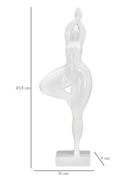 Statuette déco Femme yoga Hauteur 45 cm en Résine Blanc Jorin 