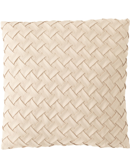 Coussin Carré Evelyn 45x45 en Polyester Beige Motif tissé - 1