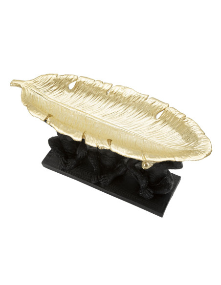 Vide poche original 3 singes avec plateau 43 cm en Résine Doré Noir Alven 