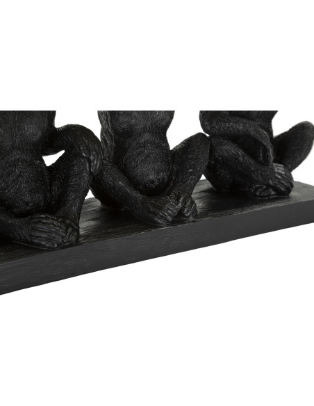 Vide poche original 3 singes avec plateau 43 cm en Résine Doré Noir Alven 