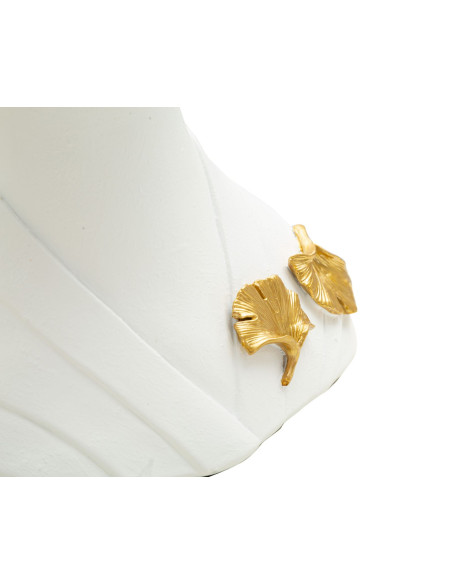 Statuette déco moderne Tête de bouddha Hauteur 35 cm en Résine Blanc Doré Volyn 