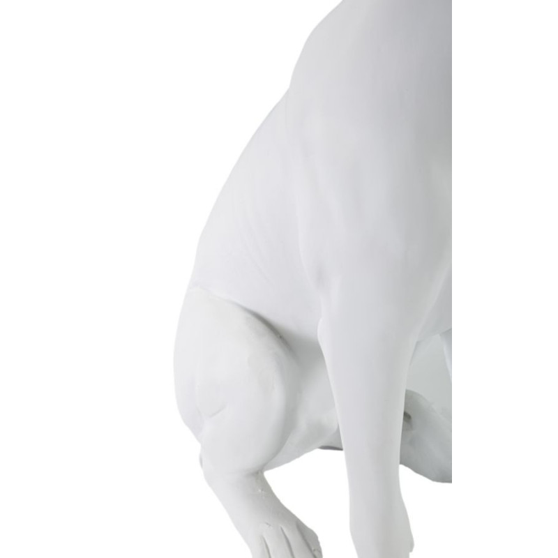 Statuette déco moderne Chien avec couronne Hauteur 33 cm en Résine Blanc Doré Velir 