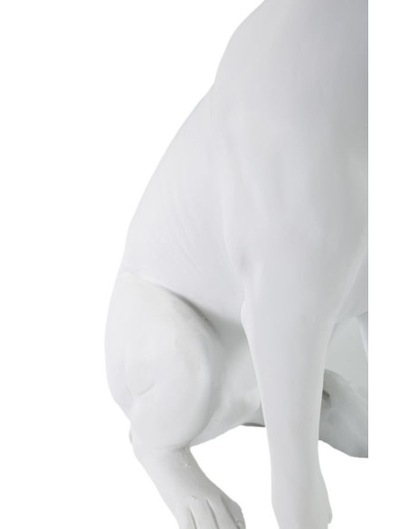 Statuette déco moderne Chien avec couronne Hauteur 33 cm en Résine Blanc Doré Velir 