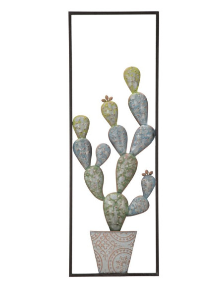 Déco murale moderne Cactus 31x90 en Métal Vert Noir Cyral 