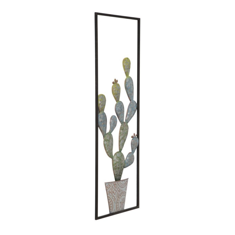 Déco murale moderne Cactus 31x90 en Métal Vert Noir Cyral 