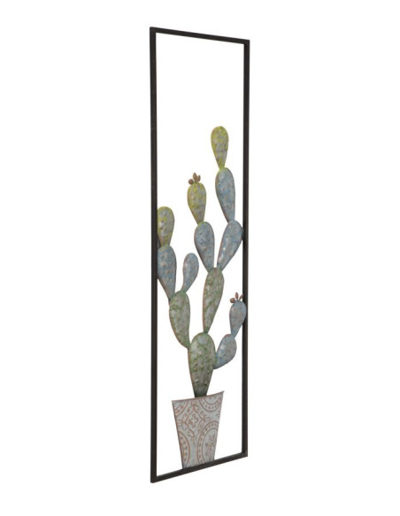 Déco murale moderne Cactus 31x90 en Métal Vert Noir Cyral 