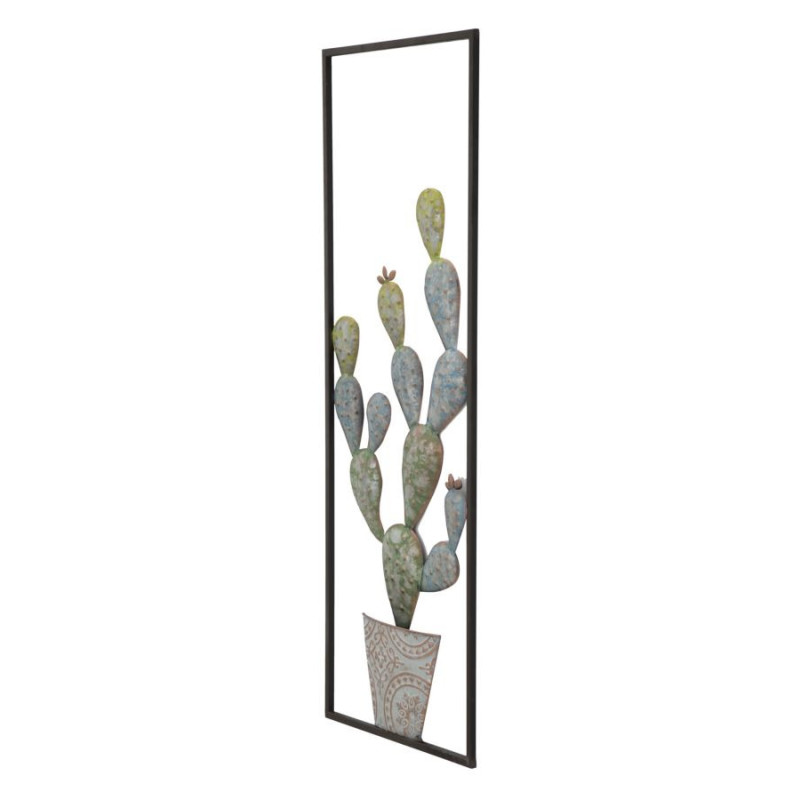 Déco murale moderne Cactus 31x90 en Métal Vert Noir Cyral 