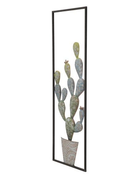 Déco murale moderne Cactus 31x90 en Métal Vert Noir Cyral 