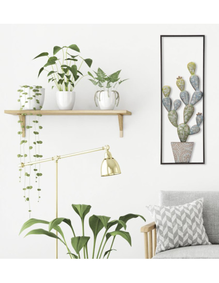 Déco murale moderne Cactus 31x90 en Métal Vert Noir Cyral 